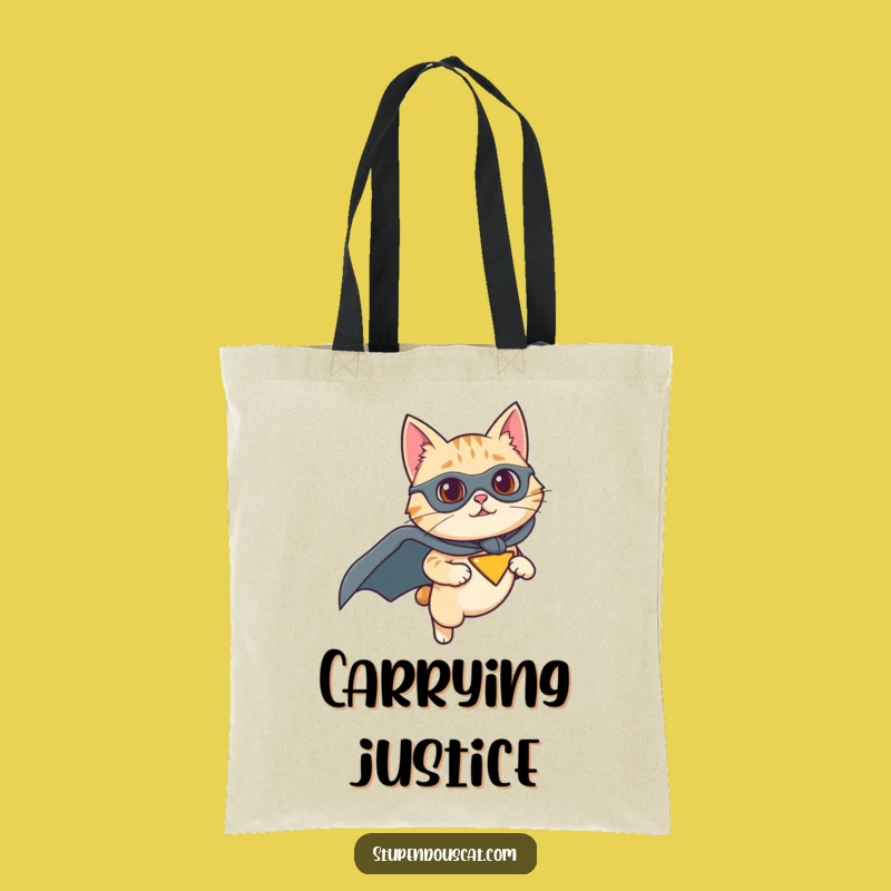 Funny Superhero Cat Tote Bag: Carry Heroic Determination, Perfect Gift