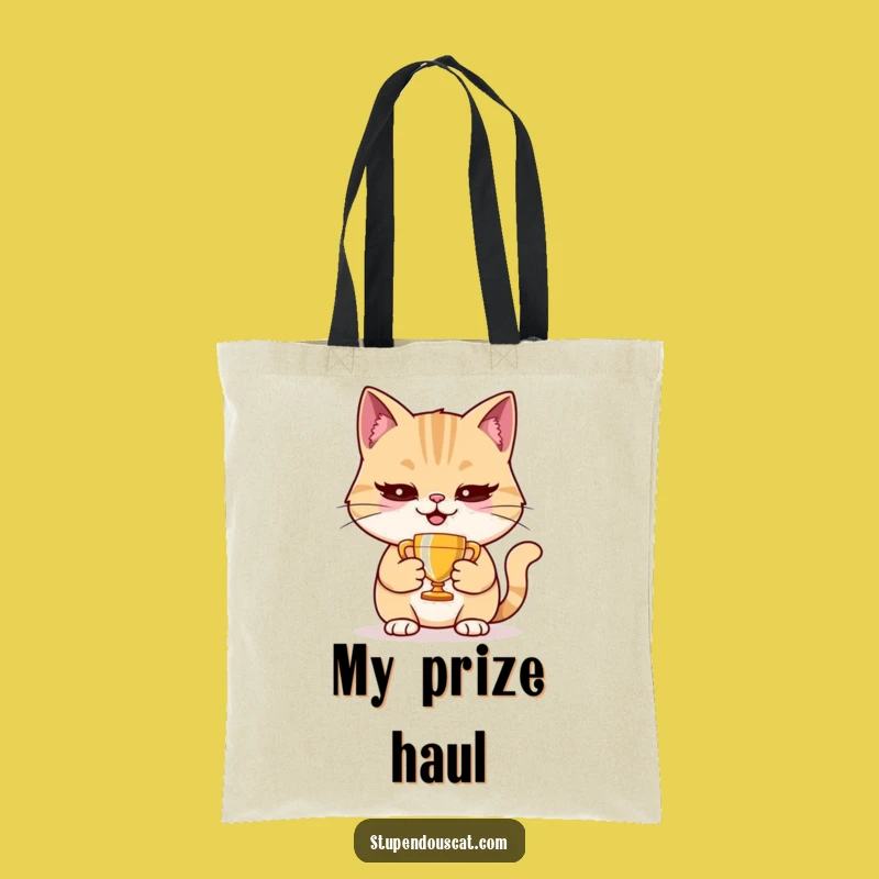 Funny Cat Trophy Tote Bag - Carry Your Wins with Style